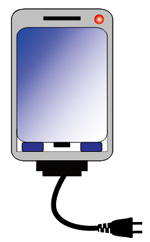 図1.携帯電話の充電口から充電
